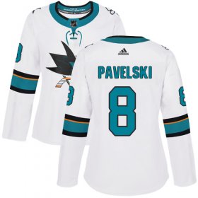 Wholesale Cheap Adidas Sharks #8 Joe Pavelski White Road Authentic Women\'s Stitched NHL Jersey