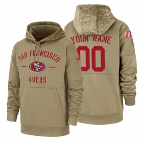 Wholesale Cheap San Francisco 49ers Custom Nike Tan 2019 Salute To Service Name & Number Sideline Therma Pullover Hoodie