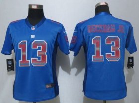 Wholesale Cheap Nike Giants #13 Odell Beckham Jr Royal Blue Team Color Women\'s Stitched NFL Elite Strobe Jersey