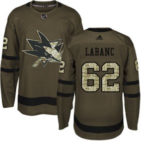 Wholesale Cheap Adidas Sharks #62 Kevin Labanc Green Salute to Service Stitched NHL Jersey