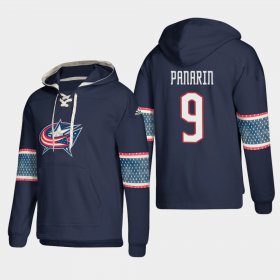 Wholesale Cheap Columbus Blue Jackets #9 Artemi Panarin Blue adidas Lace-Up Pullover Hoodie