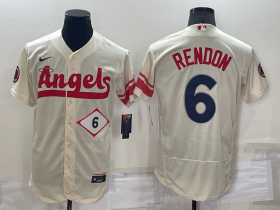 Wholesale Cheap Men\'s Los Angeles Angels #6 Anthony Rendon Number Cream 2022 City Connect Flex Base Stitched Jersey