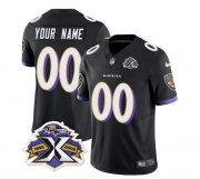 Wholesale Cheap Men's Baltimore Ravens Active Player Custom Black 2023 F.U.S.E With Patch Throwback Vapor Limited Stitched Jersey