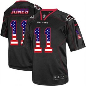 Wholesale Cheap Nike Falcons #11 Julio Jones Black Men\'s Stitched NFL Elite USA Flag Fashion Jersey