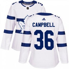 Wholesale Cheap Women\'s Toronto Maple Leafs #36 Jack Campbell Adidas Authentic White 2018 Stadium Series Jersey