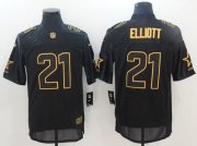 Wholesale Cheap Nike Cowboys #21 Ezekiel Elliott Black Men's Stitched NFL Elite Pro Line Gold Collection Jersey