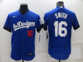 Wholesale Cheap Men\'s Los Angeles Dodgers #16 Will Smith 2021 Royal City Connect Flex Base Stitched Baseball Jersey