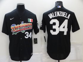 Wholesale Cheap Men\'s Los Angeles Dodgers #34 Fernando Valenzuela Black Stitched MLB Cool Base Nike Fashion Jersey