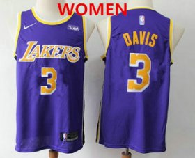 Wholesale Cheap Women\'s Los Angeles Lakers #3 Anthony Davis 2019 Purple Nike Swingman Wish Stitched NBA Jersey