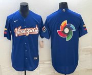 Cheap Men's Venezuela Baseball 2023 Royal World Big Logo With Patch Classic Stitched Jersey