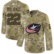 Wholesale Cheap Adidas Blue Jackets #22 Sonny Milano Camo Authentic Stitched NHL Jersey