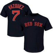 Wholesale Cheap Boston Red Sox #7 Christian Vazquez Majestic Official Name and Number T-Shirt Navy