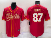 Wholesale Men's Kansas City Chiefs #87 Travis Kelce Red Stitched Cool Base Nike Baseball Jersey