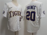 Cheap Men's LSU Tigers #20 Paul Skenes White Stitched Baseball Jersey