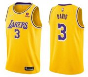 Wholesale Cheap Men's Yellow Los Angeles Lakers #3 Anthony Davis bibigo Stitched Basketball Jersey