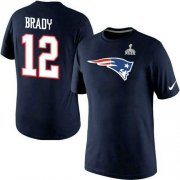 Wholesale Cheap Nike New England Patriots #12 Tom Brady Name & Number 2015 Super Bowl XLIX NFL T-Shirt Navy Blue