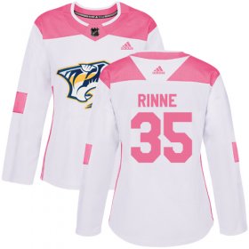 Wholesale Cheap Adidas Predators #35 Pekka Rinne White/Pink Authentic Fashion Women\'s Stitched NHL Jersey