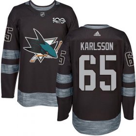 Wholesale Cheap Adidas Sharks #65 Erik Karlsson Black 1917-2017 100th Anniversary Stitched NHL Jersey
