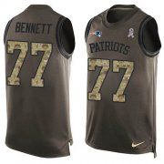 Wholesale Cheap Nike Patriots #77 Michael Bennett Green Men's Stitched NFL Limited Salute To Service Tank Top Jersey