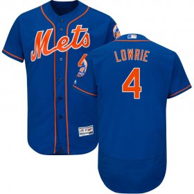 Wholesale Cheap New York Mets #4 Jed Lowrie Alternate Authentic Collection Flex Base Royal Stitched MLB Jersey