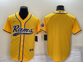 Wholesale Cheap Men\'s Los Angeles Rams Blank Yellow Stitched MLB Cool Base Nike Baseball Jersey