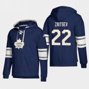 Wholesale Cheap Toronto Maple Leafs #22 Nikita Zaitsev Blue adidas Lace-Up Pullover Hoodie