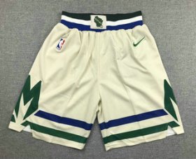 Wholesale Cheap Men\'s Milwaukee Bucks Cream 2020 City Edition NBA Swingman Shorts