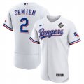 Men's Texas Rangers #2 Marcus Semien White 2023 World Series Flex Base Stitched Baseball Jersey