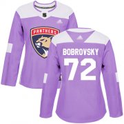 Wholesale Cheap Adidas Panthers #72 Sergei Bobrovsky Purple Authentic Fights Cancer Women's Stitched NHL Jersey