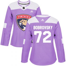 Wholesale Cheap Adidas Panthers #72 Sergei Bobrovsky Purple Authentic Fights Cancer Women\'s Stitched NHL Jersey