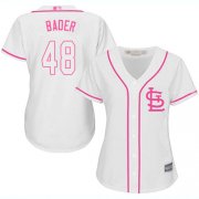 Wholesale Cheap Cardinals #48 Harrison Bader White/Pink Fashion Women's Stitched MLB Jersey