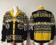 Wholesale Cheap Men's Boston Bruins Black Ugly Sweater Cardigan