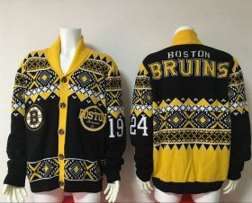 Wholesale Cheap Men\'s Boston Bruins Black Ugly Sweater Cardigan