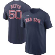Wholesale Cheap Boston Red Sox #50 Mookie Betts Nike Name & Number T-Shirt Navy