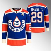 Cheap Men's Edmonton Oilers #29 Leon Draisaitl 2023 Royal Heritage Classic Primegreen Stitched Jersey