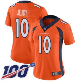 Wholesale Cheap Nike Broncos #10 Jerry Jeudy Orange Team Color Women\'s Stitched NFL 100th Season Vapor Untouchable Limited Jersey