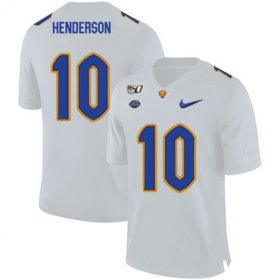 Wholesale Cheap Pittsburgh Panthers 10 Quadree Henderson White 150th Anniversary Patch Nike College Football Jersey