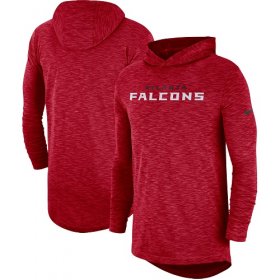 Wholesale Cheap Men\'s Atlanta Falcons Nike Red Sideline Slub Performance Hooded Long Sleeve T-Shirt