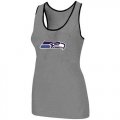 Wholesale Cheap Women's Nike Seattle Seahawks Big Logo Tri-Blend Racerback Stretch Tank Top Light Grey