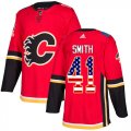 Wholesale Cheap Adidas Flames #41 Mike Smith Red Home Authentic USA Flag Stitched Youth NHL Jersey