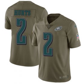 Wholesale Cheap Nike Eagles #2 Jalen Hurts Olive Youth Stitched NFL Limited 2017 Salute To Service Jersey