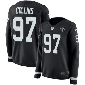 Wholesale Cheap Nike Raiders #97 Maliek Collins Black Team Color Women\'s Stitched NFL Limited Therma Long Sleeve Jersey
