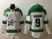 Wholesale Cheap Stars #9 Mike Modano White Sawyer Hooded Sweatshirt Stitched NHL Jersey