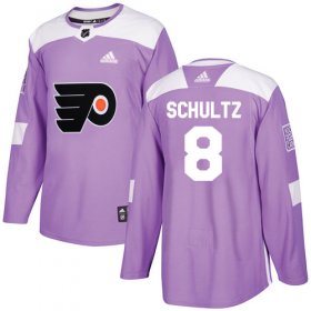 Wholesale Cheap Adidas Flyers #8 Dave Schultz Purple Authentic Fights Cancer Stitched Youth NHL Jersey