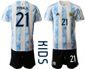 Wholesale Cheap Youth 2020-2021 Season National team Argentina home white 21 Soccer Jersey1