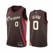 Wholesale Cheap Nike Blazers #0 Damian Lillard Chocolate NBA Swingman 2020-21 City Edition Jersey