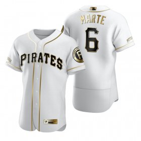 Wholesale Cheap Pittsburgh Pirates #6 Starling Marte White Nike Men\'s Authentic Golden Edition MLB Jersey