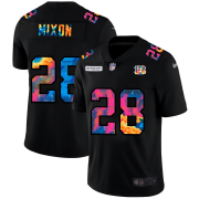 Cheap Cincinnati Bengals #28 Joe Mixon Men's Nike Multi-Color Black 2020 NFL Crucial Catch Vapor Untouchable Limited Jersey