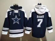 Wholesale Cheap Men's Dallas Cowboys #7 Trevon Diggs Navy Blue Ageless Must Have Lace Up Pullover Hoodie