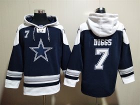 Wholesale Cheap Men\'s Dallas Cowboys #7 Trevon Diggs Navy Blue Ageless Must Have Lace Up Pullover Hoodie